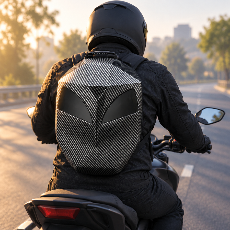 Sentinel LED hardshell motorcycle backpack in daylight
